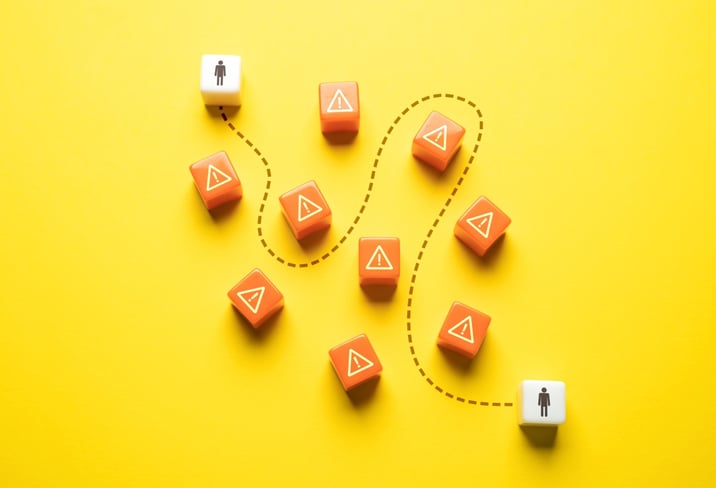 Dice on yellow background